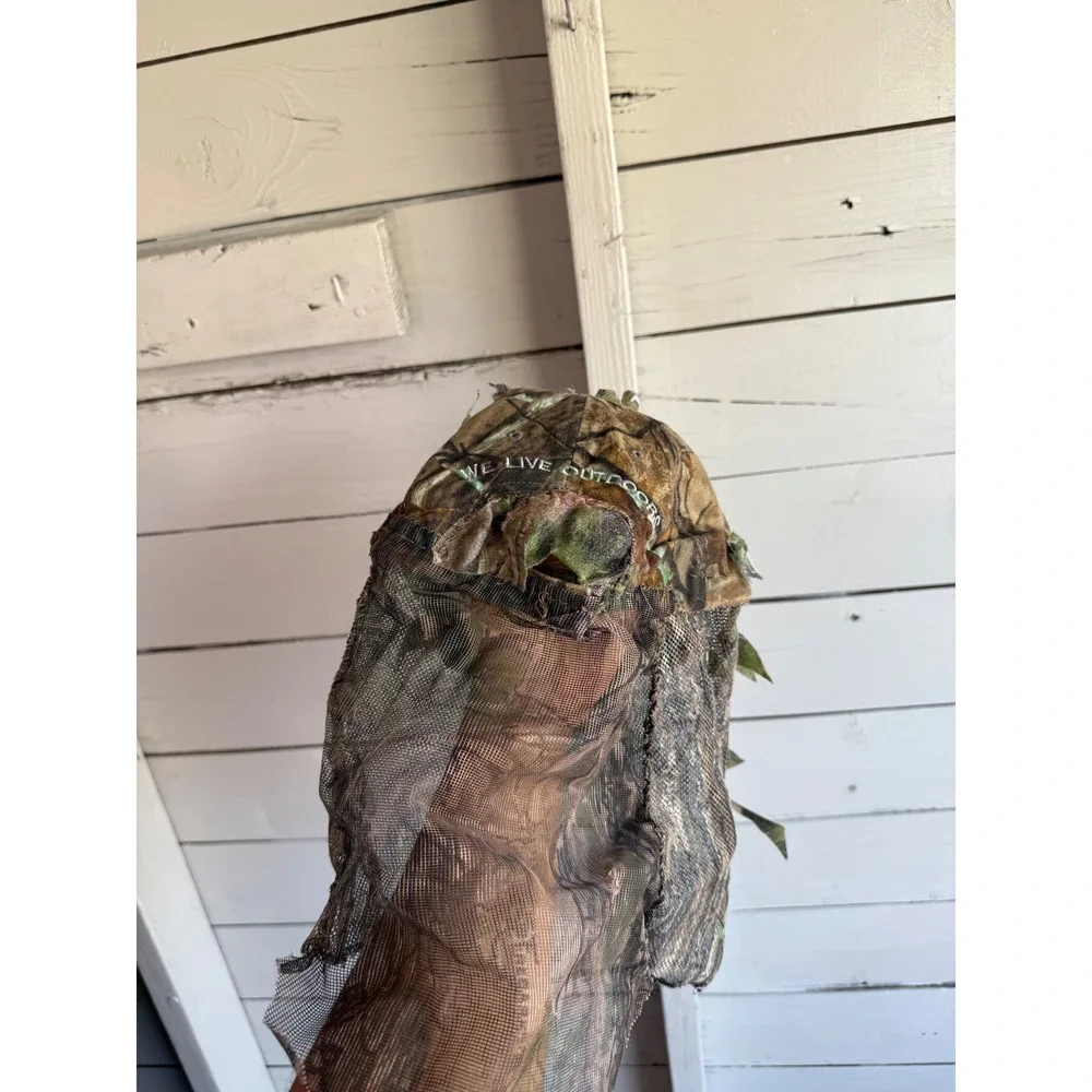 Gander Mountain Ghillie Camo Hat with Mesh Face Veil 3D Leafy Hunting Cap